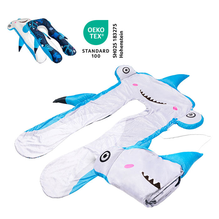 Vervangende hoes voor kinderkussen - microplush (haai)
